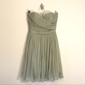 J.Crew Sage Silk Chiffon Arabella Strapless Dress